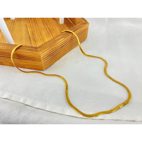 Stainless Steel 18k Gold Plated Herringbone Snake Chain Necklace - Picture 11 of 11